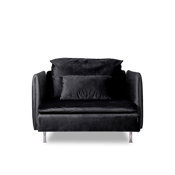 Sectional Armchair Black Velvet