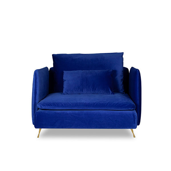 Sectional Armchair Blue Gold Front