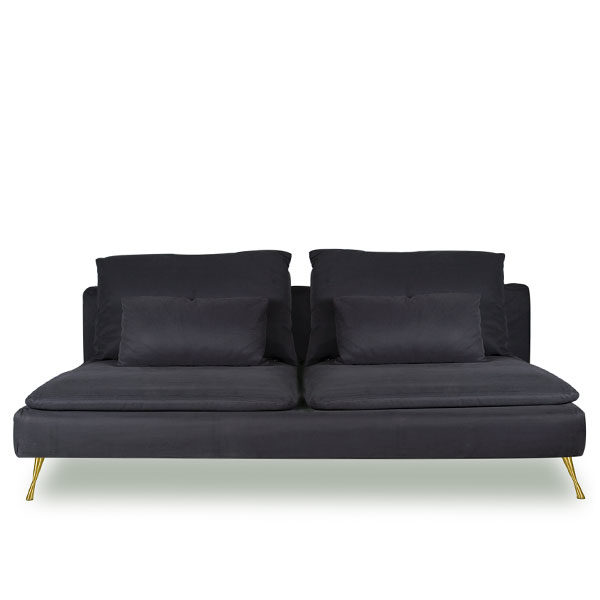 Sectional Sofa Grey Gold Front