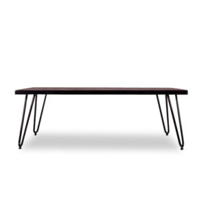 Dark wood hairpin coffee table front