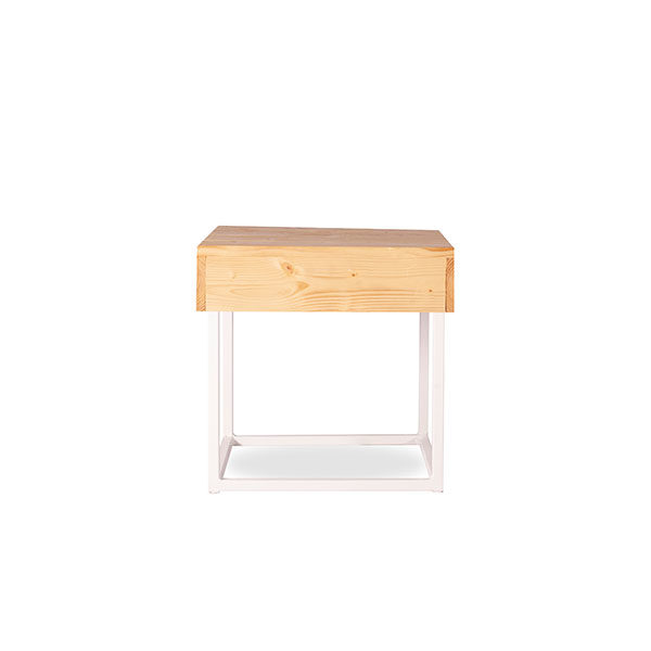 Metal Frame Side Table White Wood