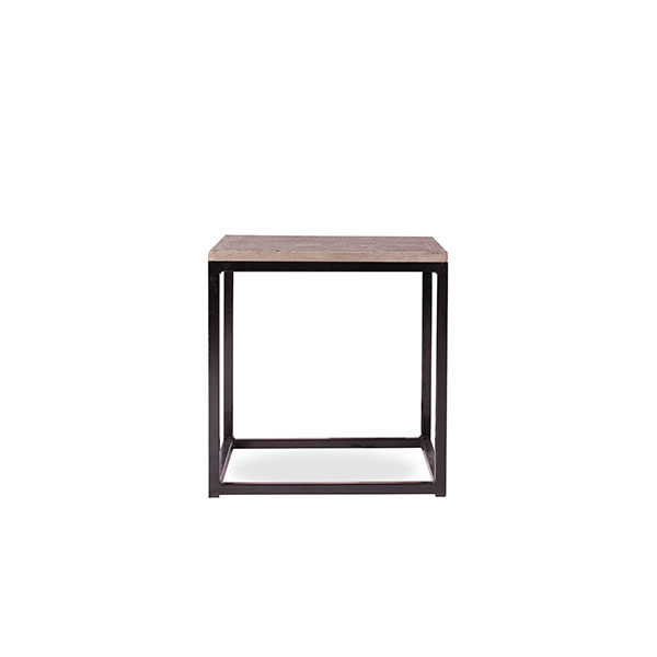 Metal Frame Side Table Black Concrete
