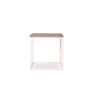 Metal Frame Side Table White Concrete